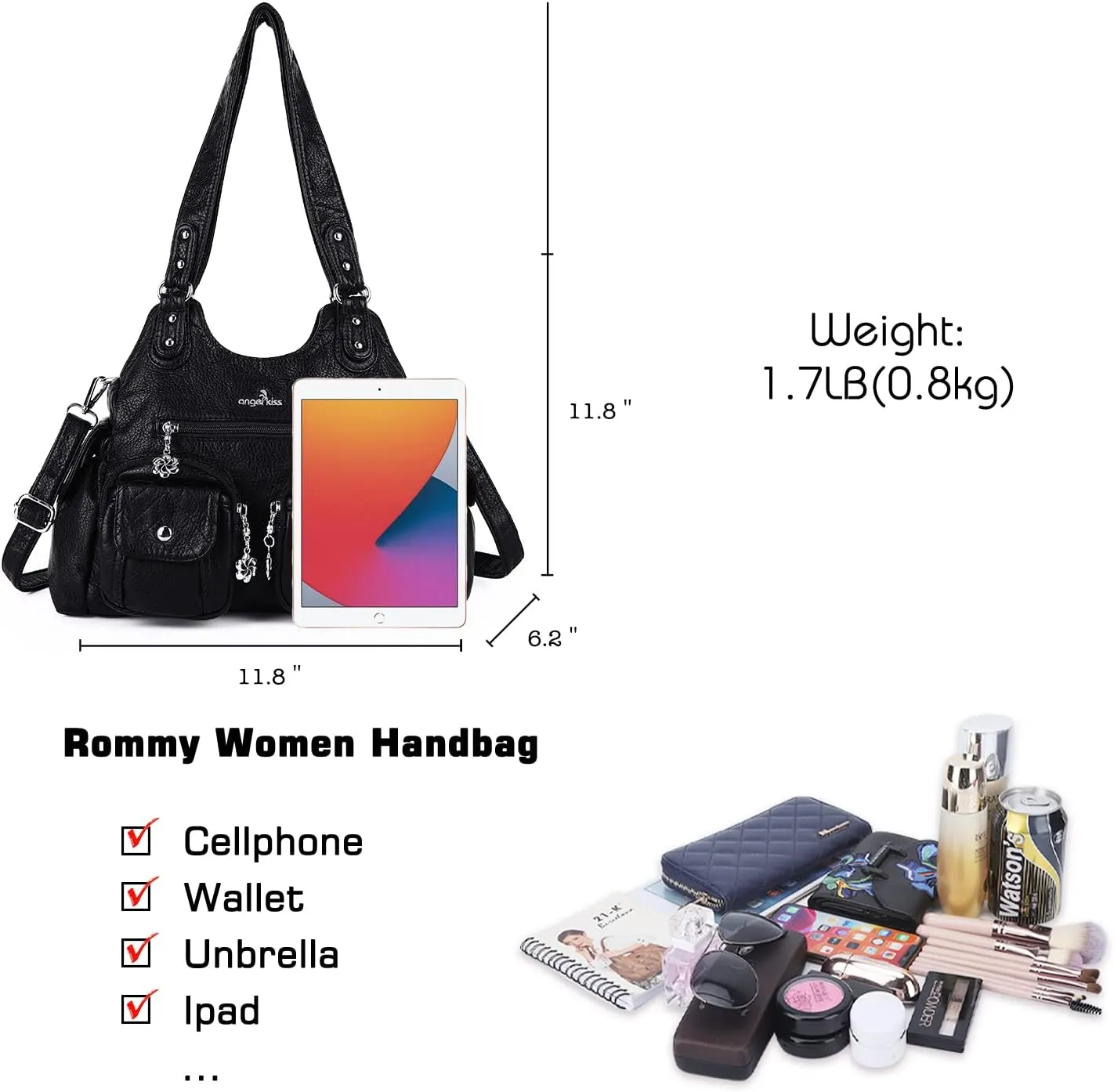 Angel Kiss Handbags for Women Large Hobo Bag Soft PU Leather Shoulder Bag for Women