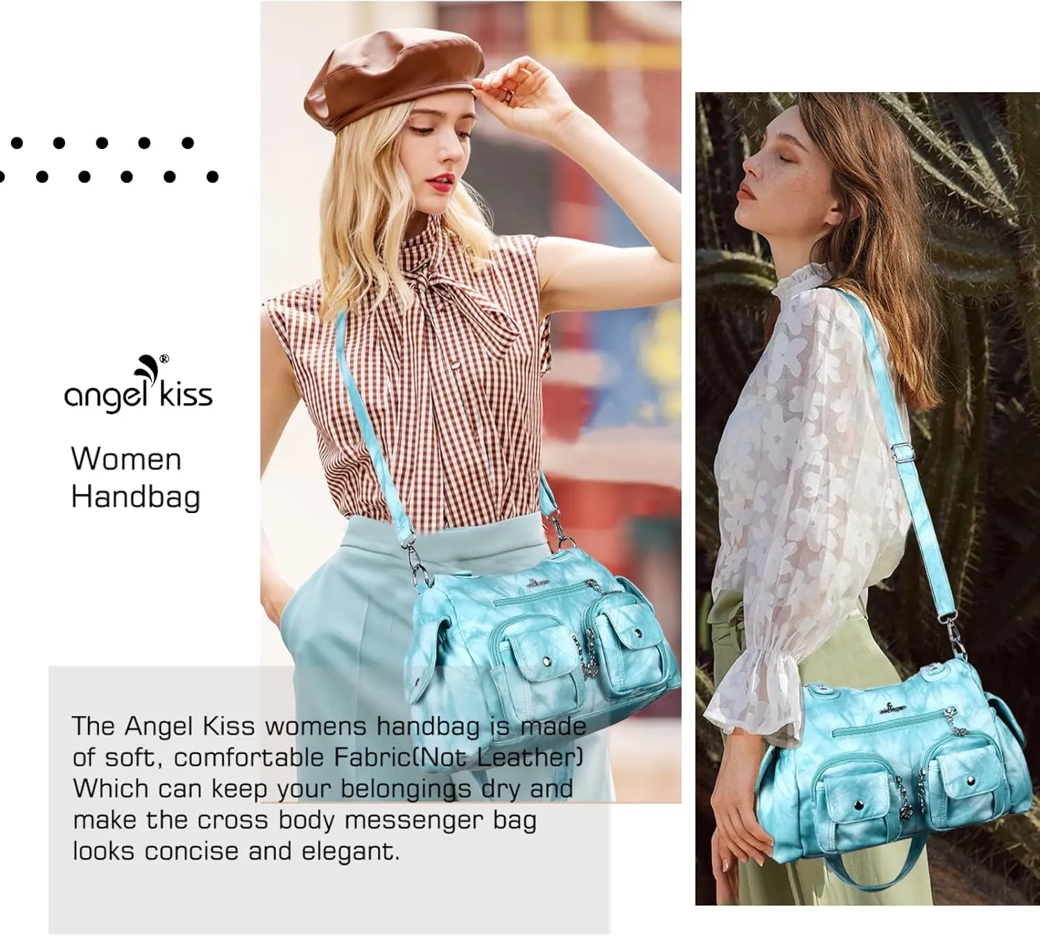 Angel Kiss Handbags for Women Large Hobo Bag Soft PU Leather Shoulder Bag for Women