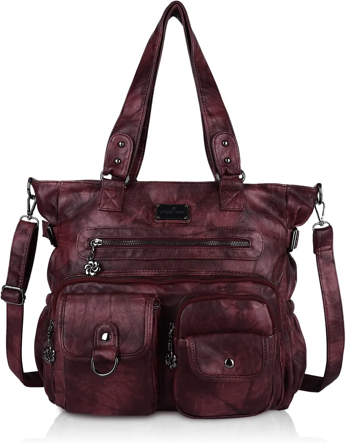 Angel Kiss Purses and Handbag for Women Soft PU Leather Shoulder Handbag Women Tote Satchel Bags Top Handle Satchel