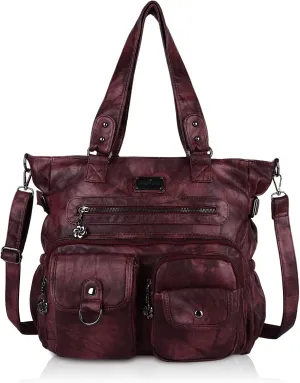 Angel Kiss Purses and Handbag for Women Soft PU Leather Shoulder Handbag Women Tote Satchel Bags Top Handle Satchel