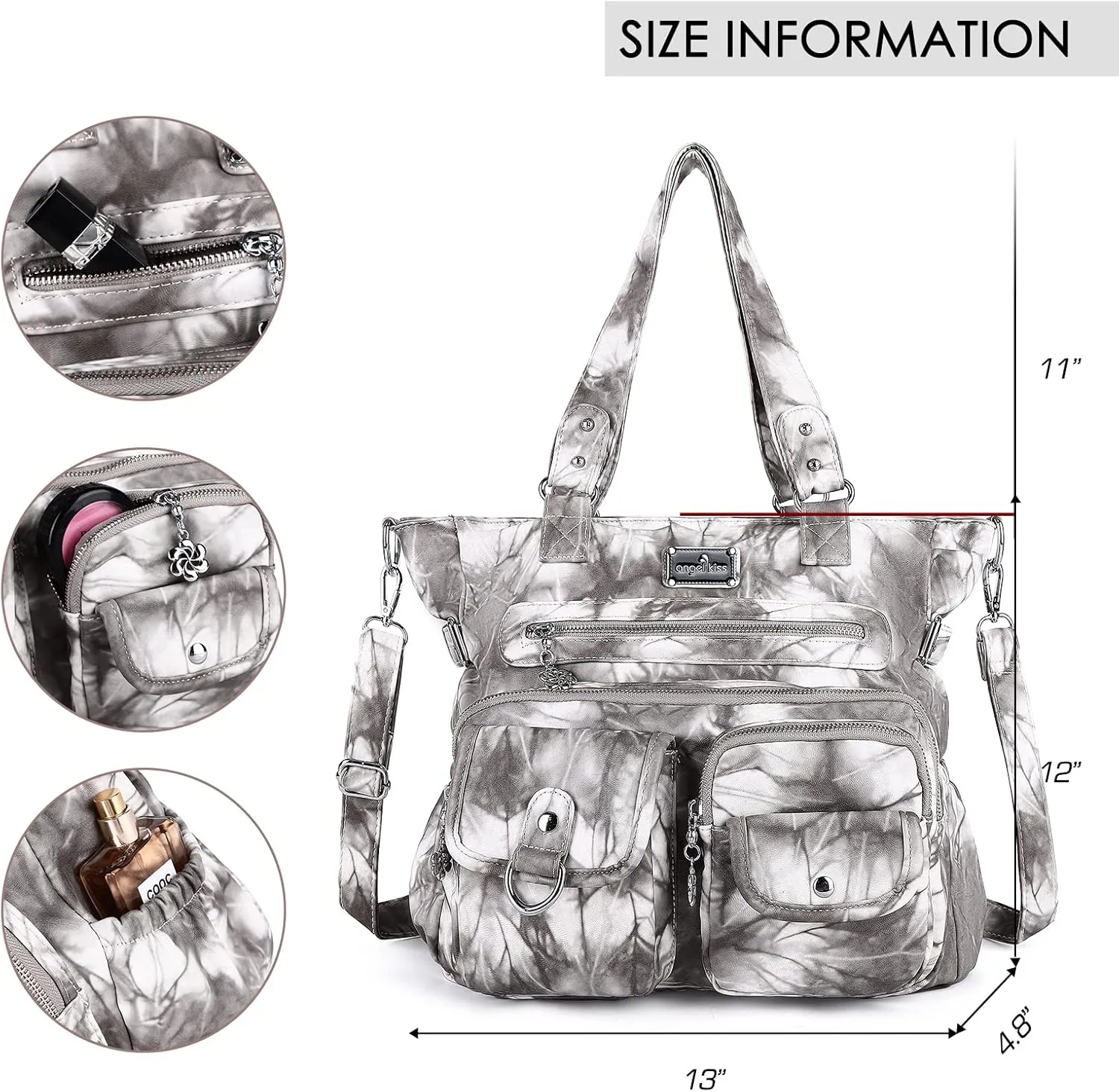 Angel Kiss Purses and Handbag for Women Soft PU Leather Shoulder Handbag Women Tote Satchel Bags Top Handle Satchel