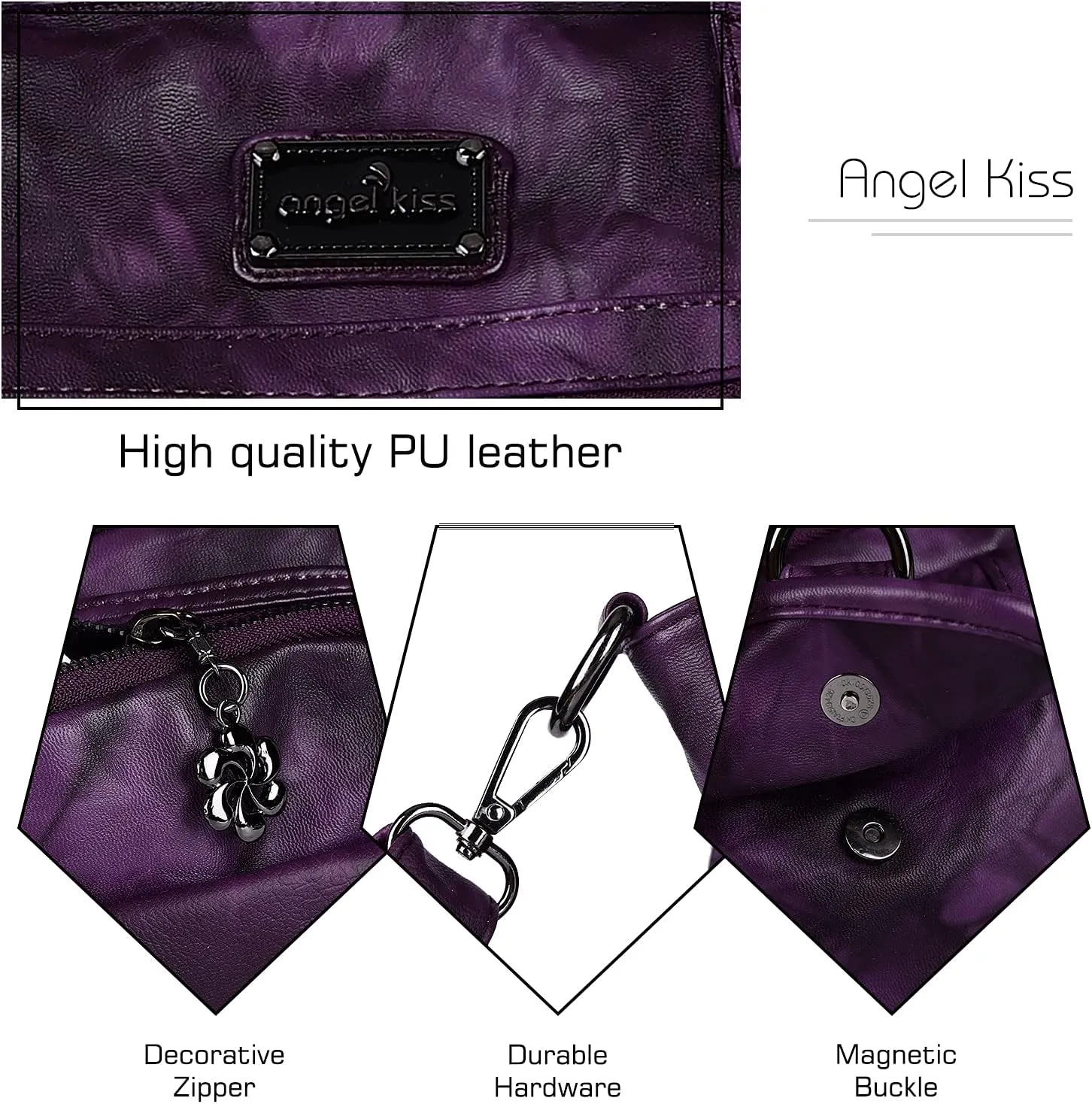 Angel Kiss Purses and Handbag for Women Soft PU Leather Shoulder Handbag Women Tote Satchel Bags Top Handle Satchel