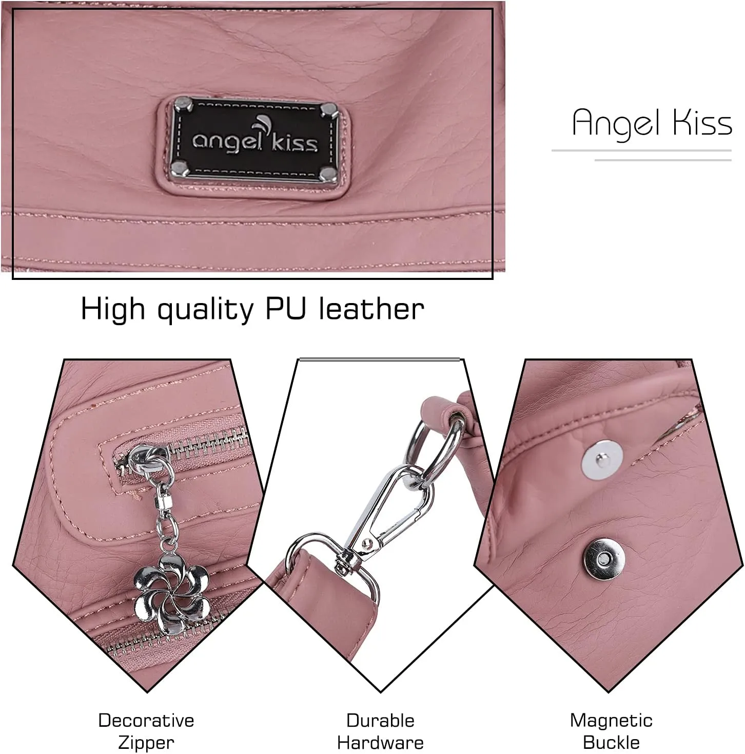 Angel Kiss Purses and Handbag for Women Soft PU Leather Shoulder Handbag Women Tote Satchel Bags Top Handle Satchel