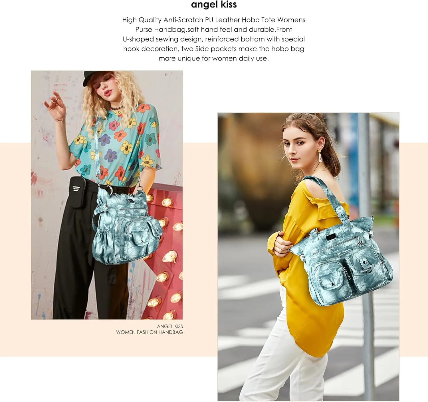 Angel Kiss Purses and Handbag for Women Soft PU Leather Shoulder Handbag Women Tote Satchel Bags Top Handle Satchel
