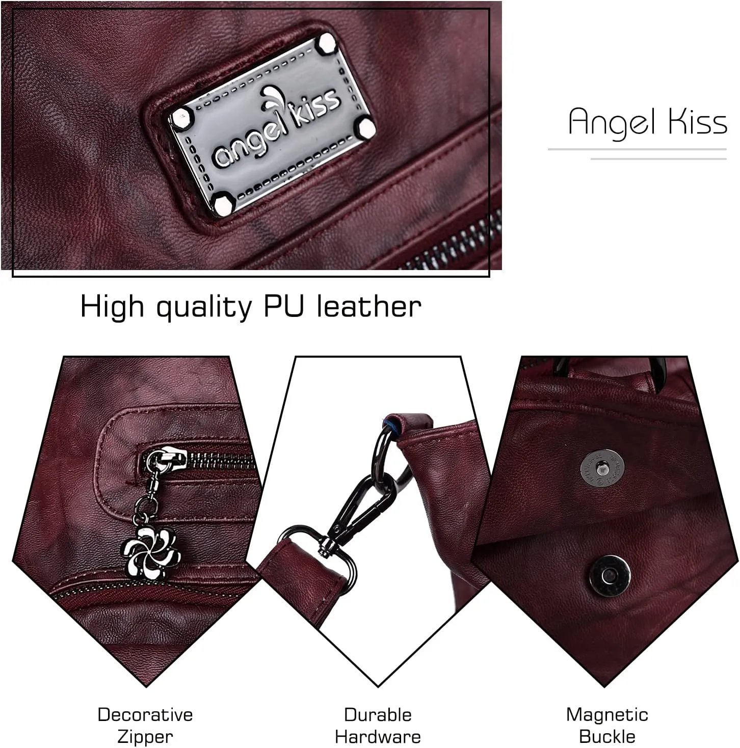 Angel Kiss Purses and Handbag for Women Soft PU Leather Shoulder Handbag Women Tote Satchel Bags Top Handle Satchel