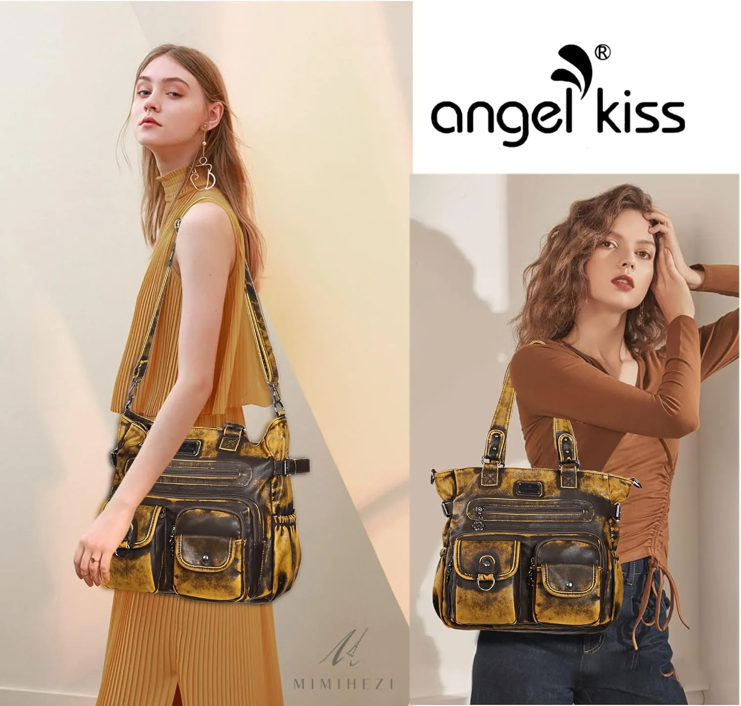 Angel Kiss Purses and Handbag for Women Soft PU Leather Shoulder Handbag Women Tote Satchel Bags Top Handle Satchel