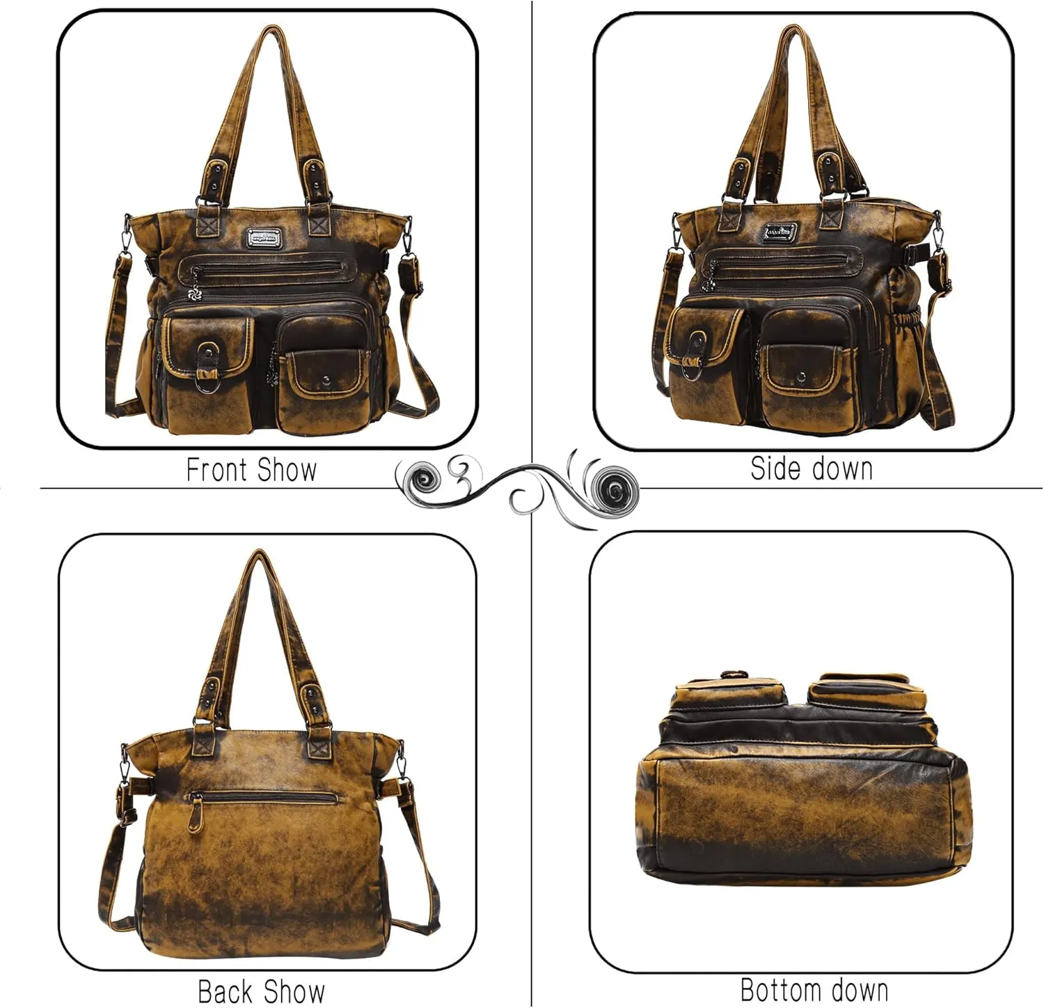Angel Kiss Purses and Handbag for Women Soft PU Leather Shoulder Handbag Women Tote Satchel Bags Top Handle Satchel