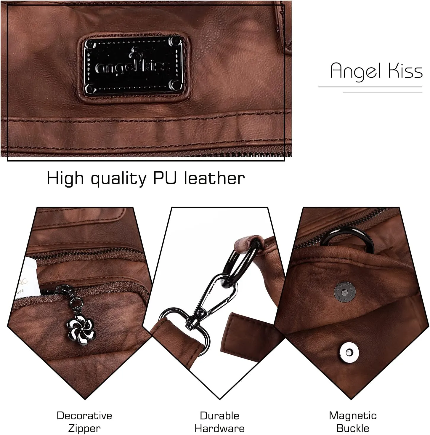 Angel Kiss Purses and Handbag for Women Soft PU Leather Shoulder Handbag Women Tote Satchel Bags Top Handle Satchel