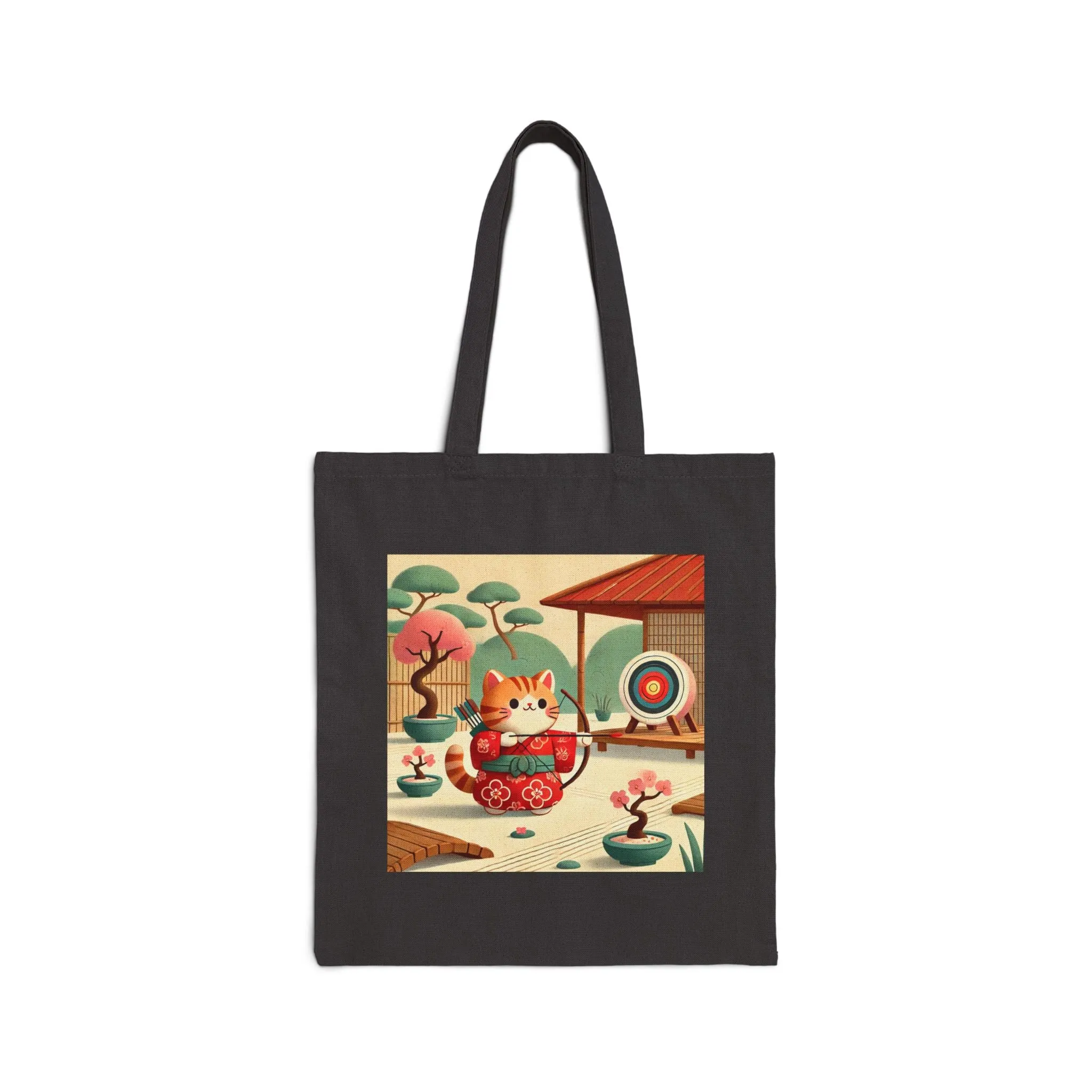 Archer Kitten in the Zen Garden Cotton Canvas Tote Bag