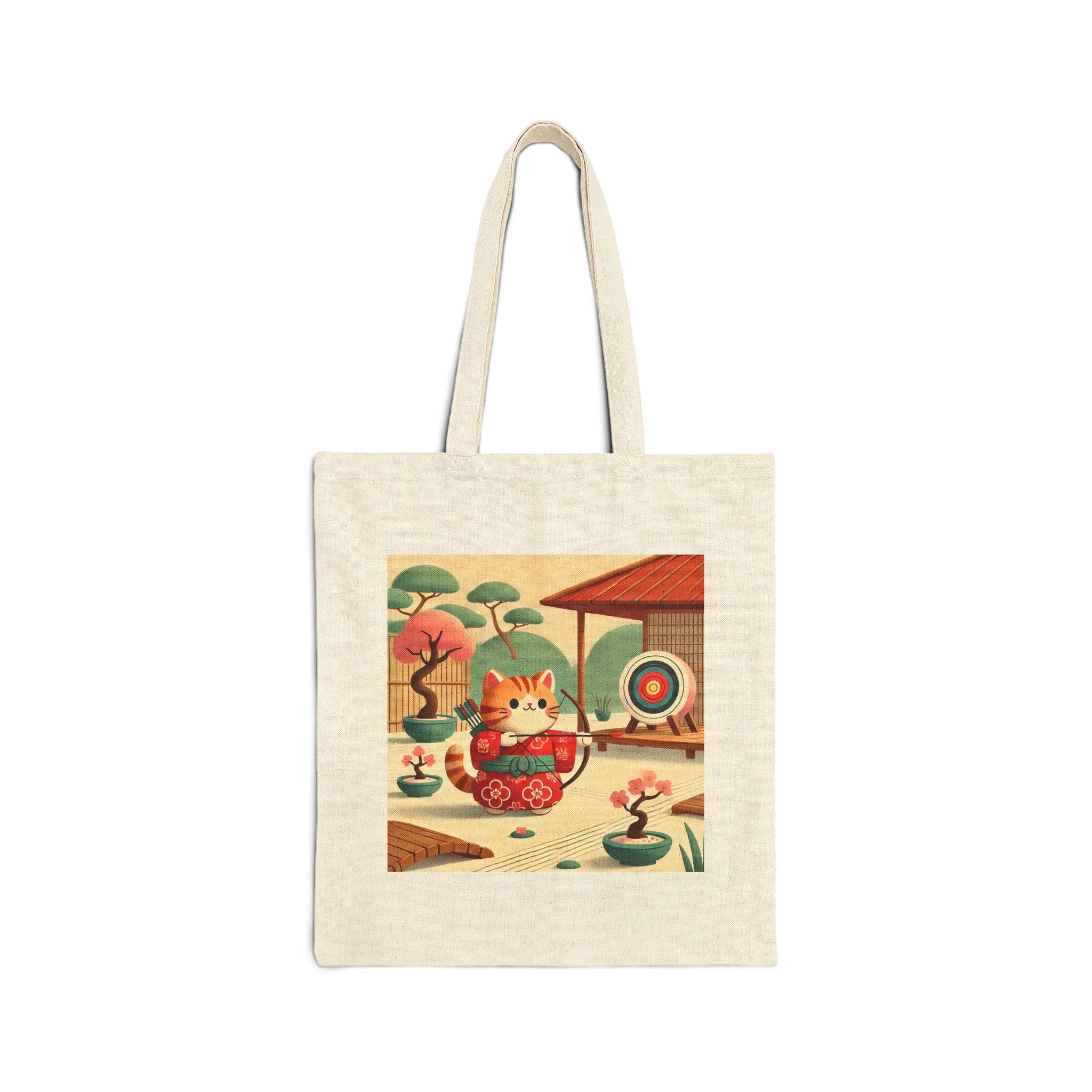 Archer Kitten in the Zen Garden Cotton Canvas Tote Bag