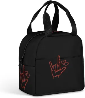 ASL I Love You Sign Language Insulated Meal Tote Bag Portable Lunch Box Container Food Handbags for Men Women