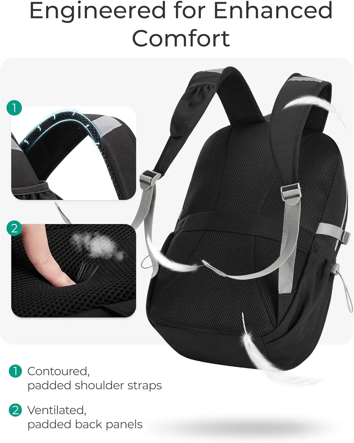 BAGSMART Travel Backpack for Women&Men,Lightweight 15.6" Casual Backpack for College,TSA Carry On Backpack for Airplanes,Water Resistant Personal Item Backpack for Gym,Hiking,Work,Grey