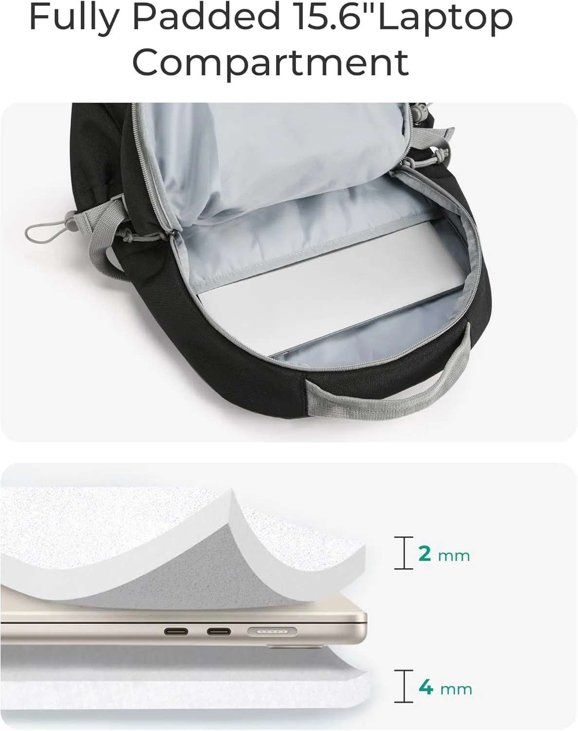 BAGSMART Travel Backpack for Women&Men,Lightweight 15.6" Casual Backpack for College,TSA Carry On Backpack for Airplanes,Water Resistant Personal Item Backpack for Gym,Hiking,Work,Grey