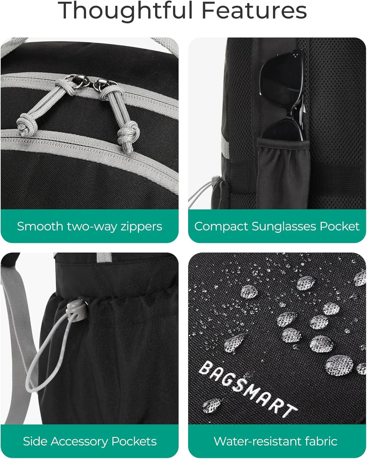 BAGSMART Travel Backpack for Women&Men,Lightweight 15.6" Casual Backpack for College,TSA Carry On Backpack for Airplanes,Water Resistant Personal Item Backpack for Gym,Hiking,Work,Grey