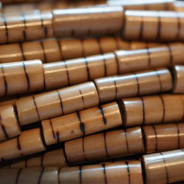 Bamboo Beads Burned Stripe 4mm