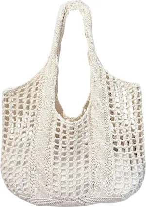 Beach Mesh Crochet Tote Bag Large Aesthetic Shoulder Bag Handbags Hollow Hobo Bag for Women