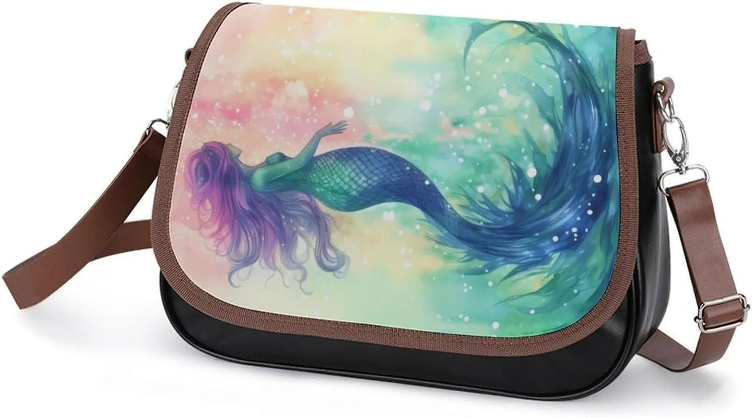 Beautiful Mermaid Tail Crossbody Bags for Women,PU Leather Tote Bag for Women,Shoulder Bag Purse for Work Shopping Travel