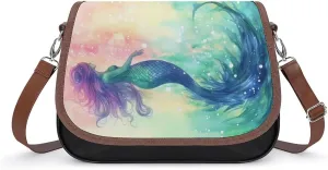 Beautiful Mermaid Tail Crossbody Bags for Women,PU Leather Tote Bag for Women,Shoulder Bag Purse for Work Shopping Travel