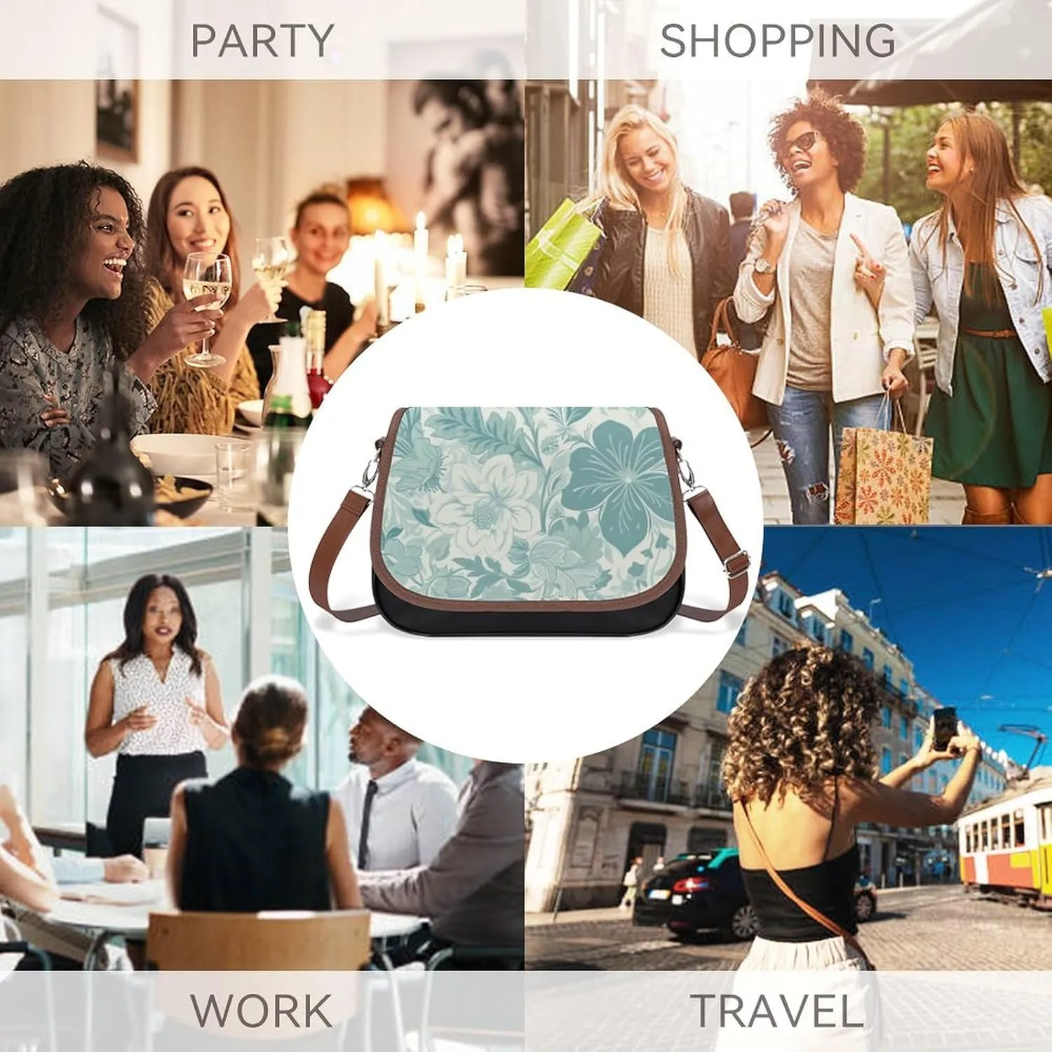 Beautiful Sea Crossbody Bags for Women,PU Leather Tote Bag for Women,Shoulder Bag Purse for Work Shopping Travel