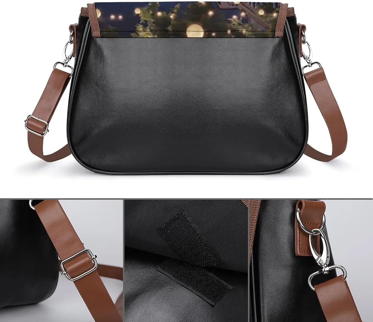 Beautiful Venice at Night Crossbody Bags for Women,PU Leather Tote Bag for Women,Shoulder Bag Purse for Work Shopping Travel