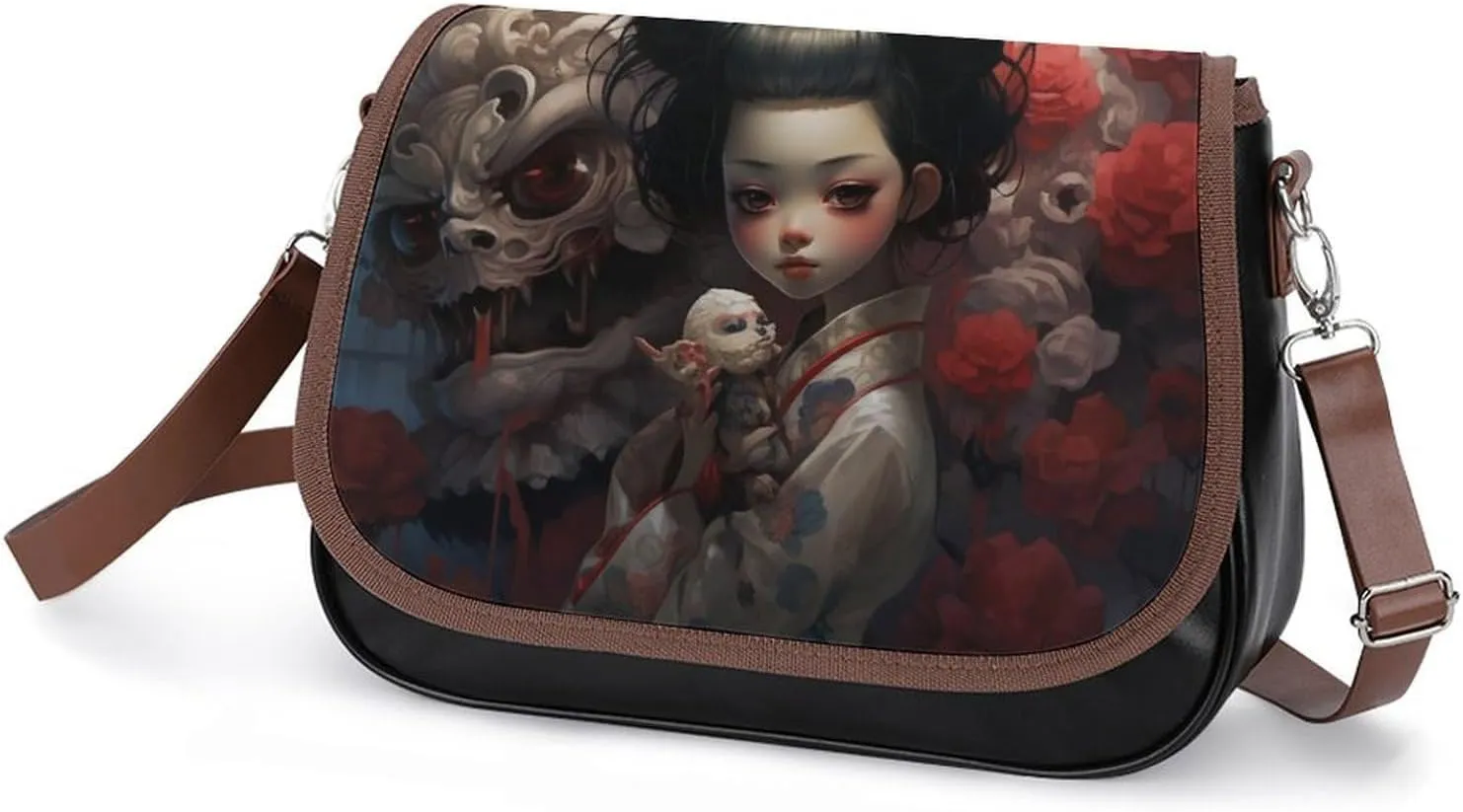 Bird Parrot Painting Crossbody Bags for Women,PU Leather Tote Bag for Women,Shoulder Bag Purse for Work Shopping Travel