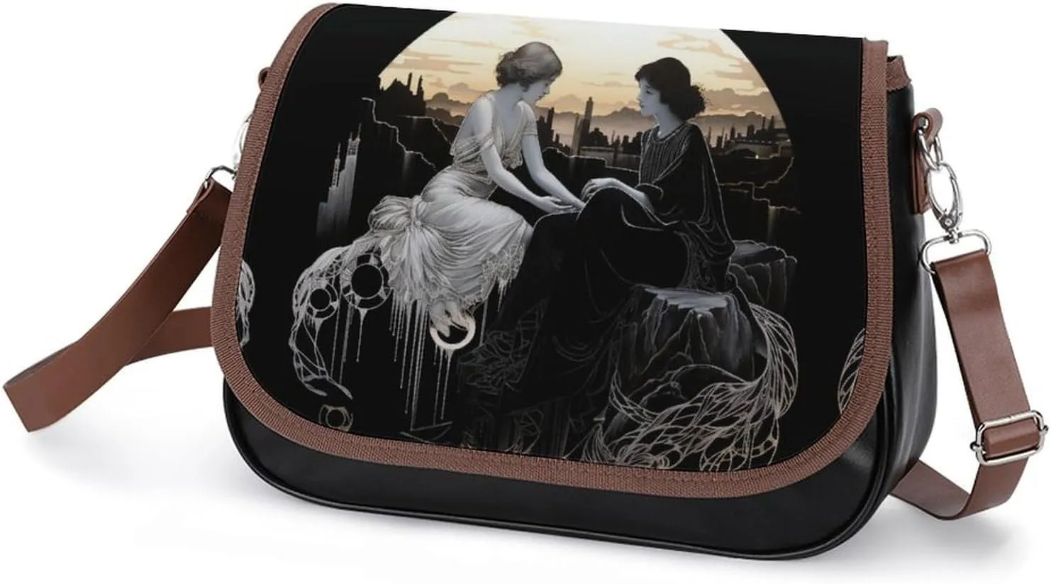 Bird Parrot Painting Crossbody Bags for Women,PU Leather Tote Bag for Women,Shoulder Bag Purse for Work Shopping Travel