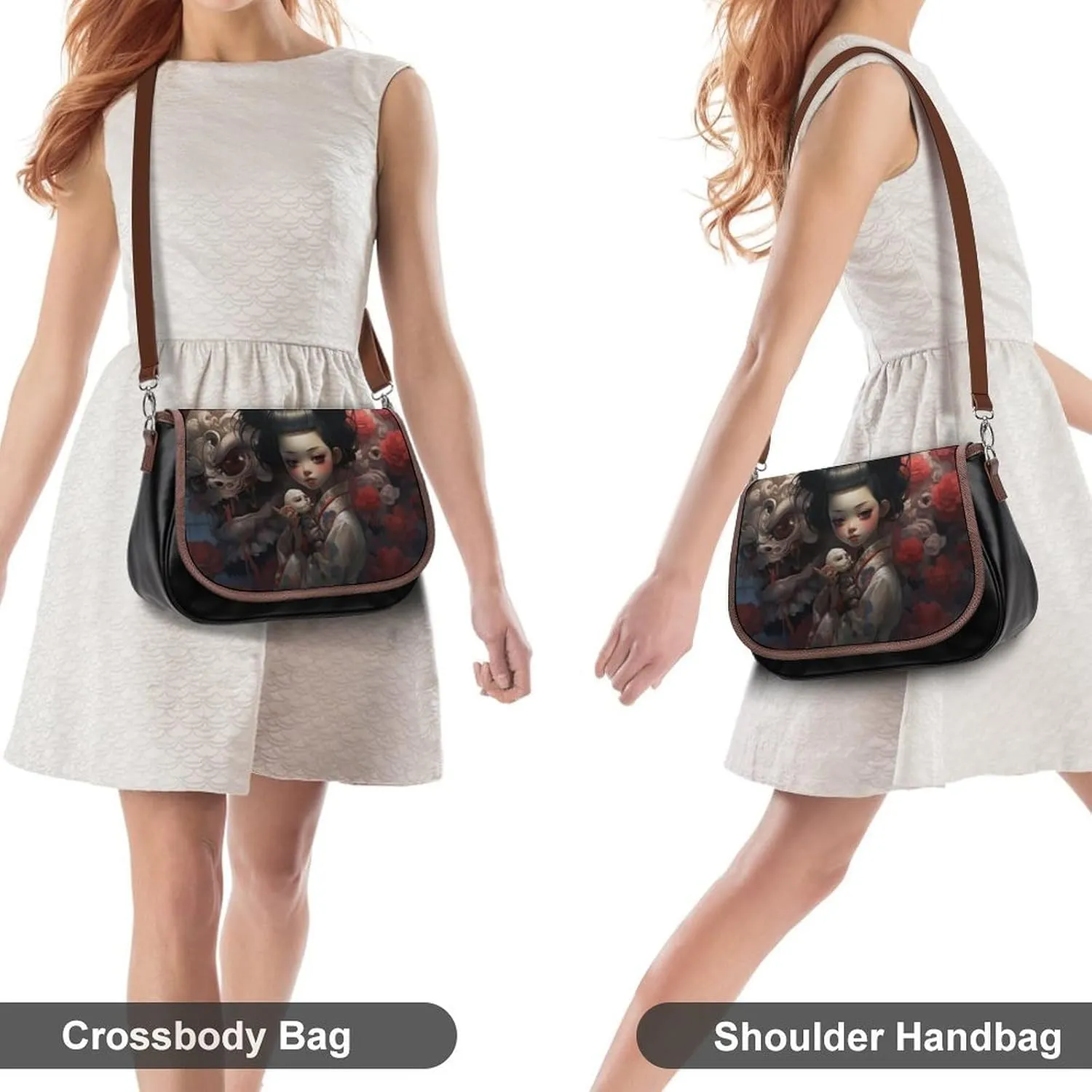Bird Parrot Painting Crossbody Bags for Women,PU Leather Tote Bag for Women,Shoulder Bag Purse for Work Shopping Travel