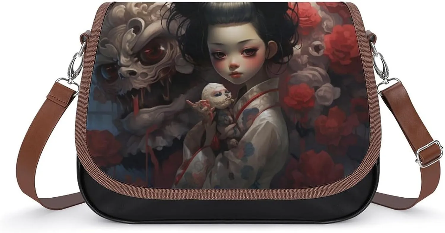 Bird Parrot Painting Crossbody Bags for Women,PU Leather Tote Bag for Women,Shoulder Bag Purse for Work Shopping Travel