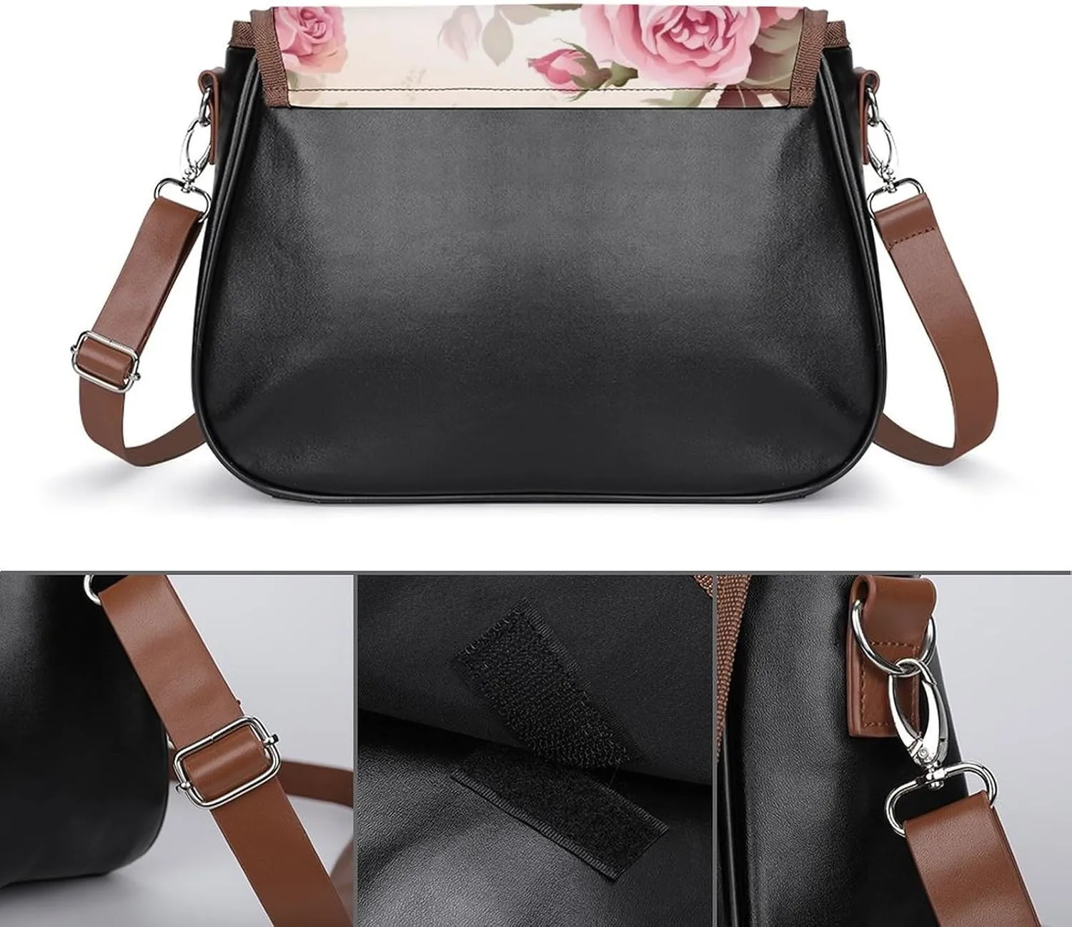 Bird Parrot Painting Crossbody Bags for Women,PU Leather Tote Bag for Women,Shoulder Bag Purse for Work Shopping Travel