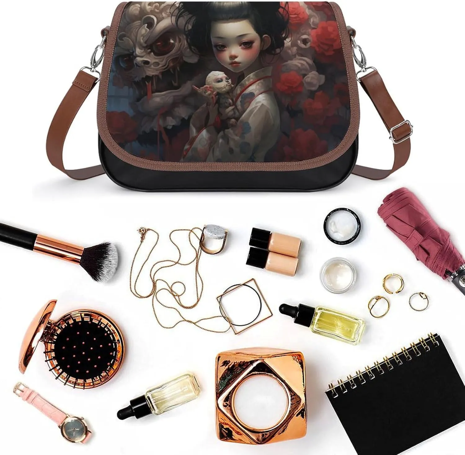 Bird Parrot Painting Crossbody Bags for Women,PU Leather Tote Bag for Women,Shoulder Bag Purse for Work Shopping Travel