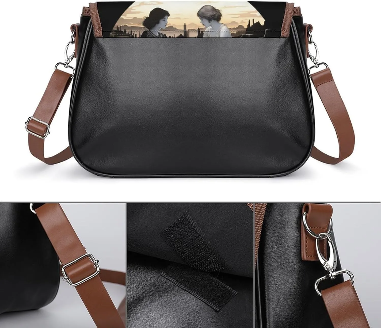 Bird Parrot Painting Crossbody Bags for Women,PU Leather Tote Bag for Women,Shoulder Bag Purse for Work Shopping Travel