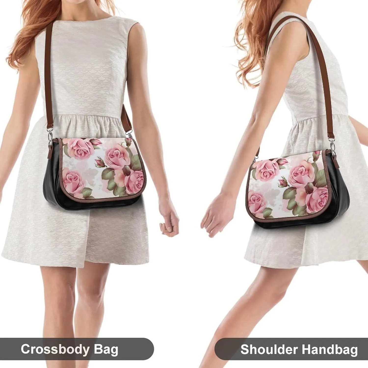 Bird Parrot Painting Crossbody Bags for Women,PU Leather Tote Bag for Women,Shoulder Bag Purse for Work Shopping Travel