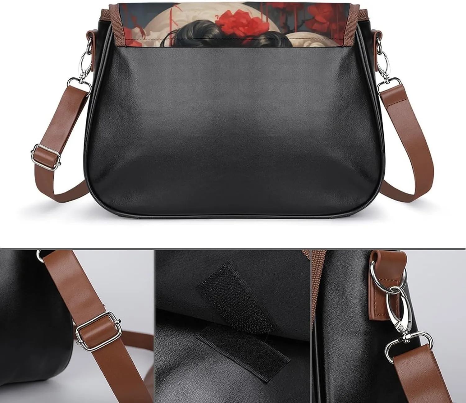 Bird Parrot Painting Crossbody Bags for Women,PU Leather Tote Bag for Women,Shoulder Bag Purse for Work Shopping Travel