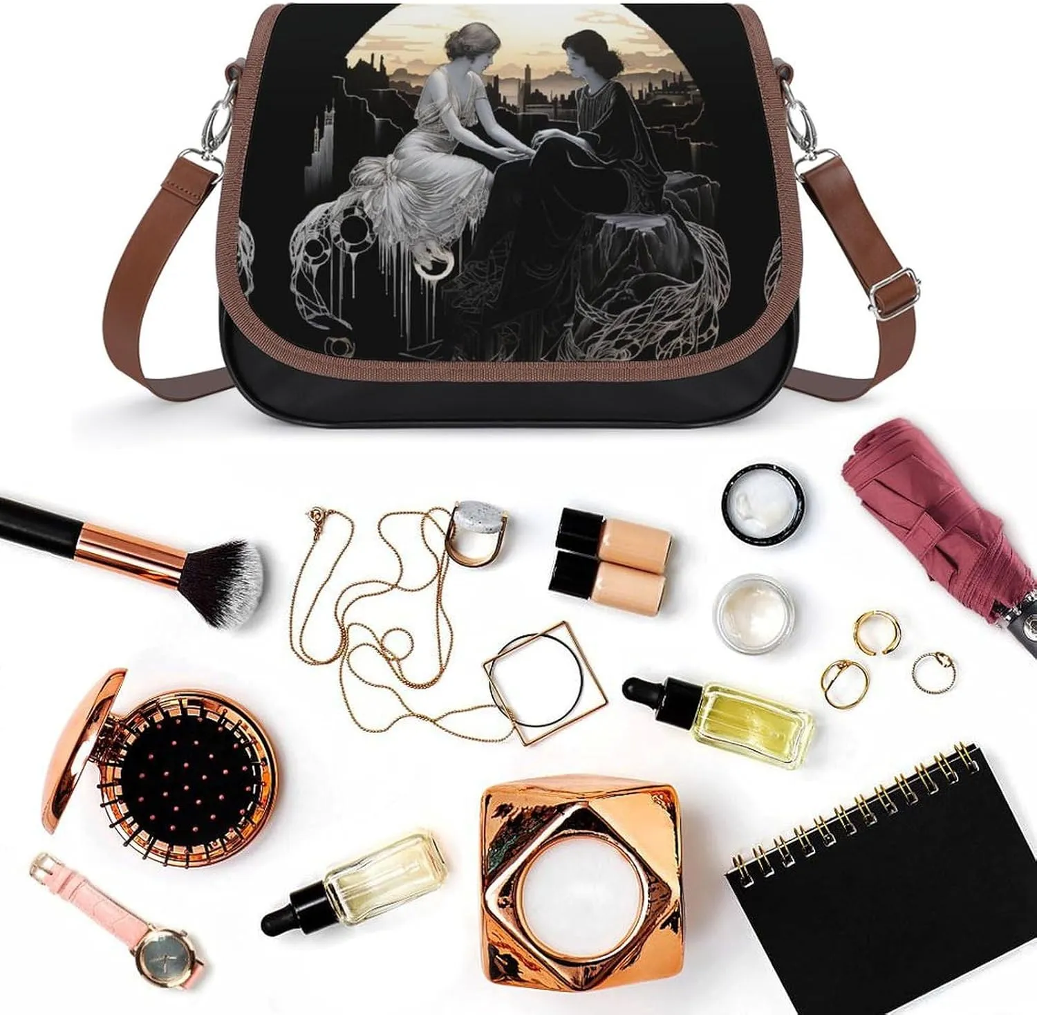 Bird Parrot Painting Crossbody Bags for Women,PU Leather Tote Bag for Women,Shoulder Bag Purse for Work Shopping Travel