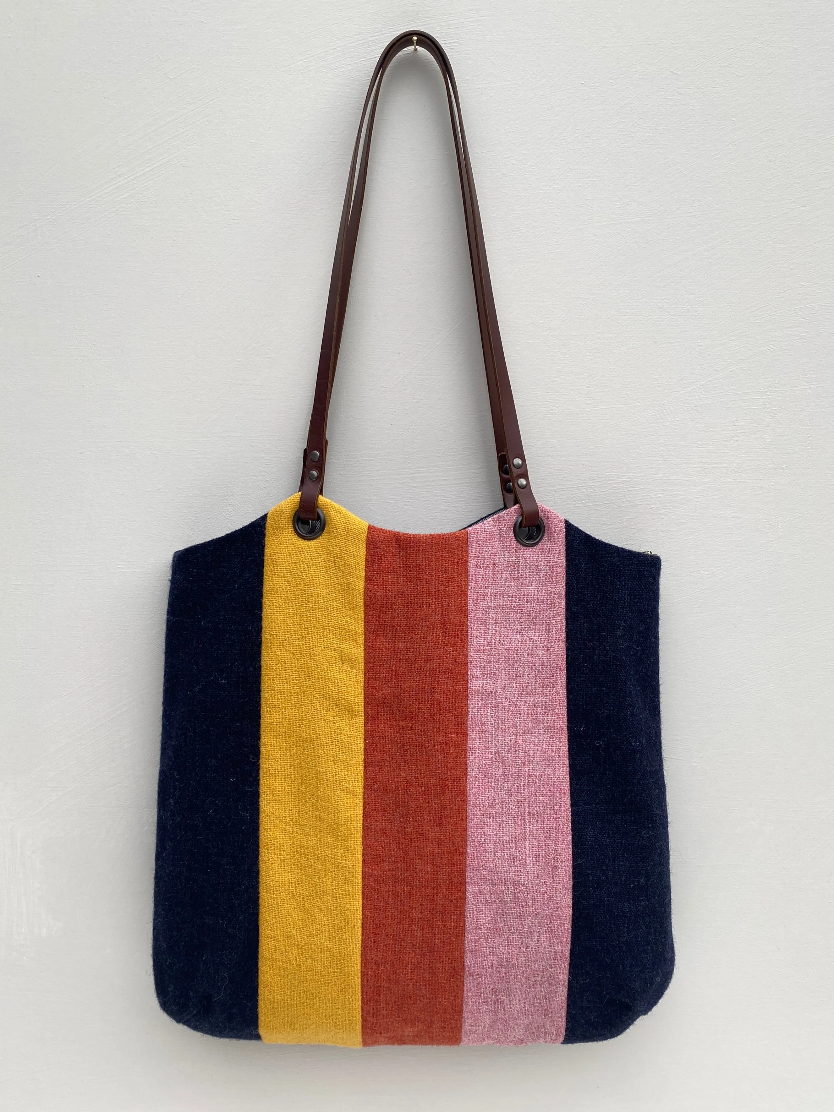 Blockwork Tote Bag - dark indigo, daffodil, tangerine & blossom