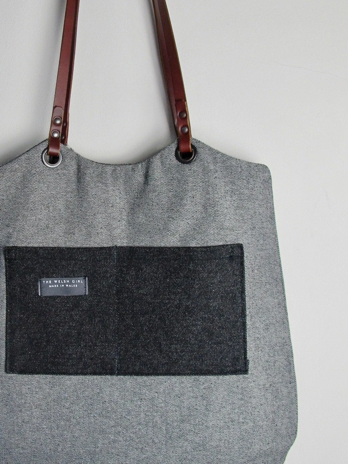 Blockwork Tote Bag - dark indigo, daffodil, tangerine & blossom