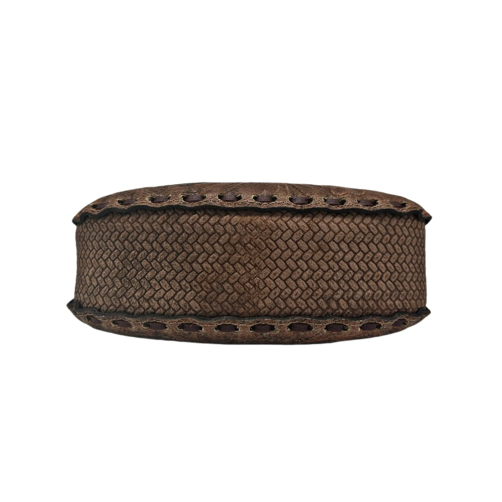 Blossom Floral Tooled Leather Round Top Handle Purse