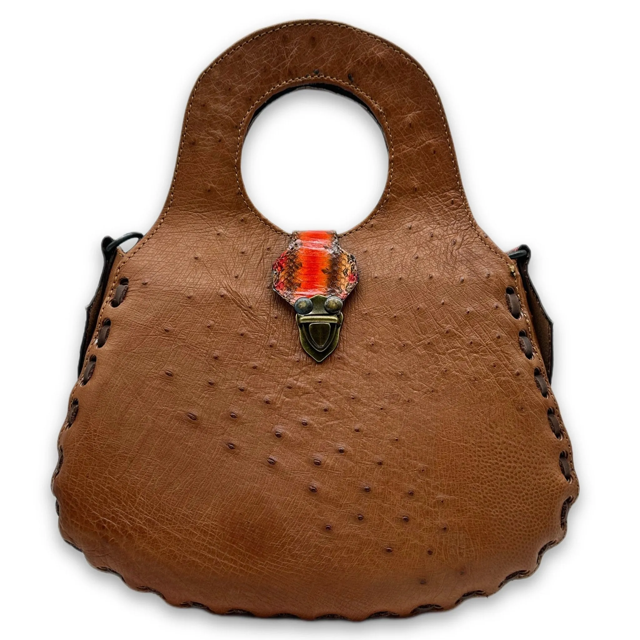 Blossom Tote in Burnt Orange Ostrich