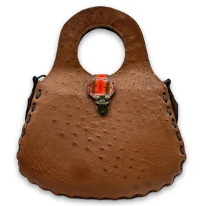 Blossom Tote in Burnt Orange Ostrich