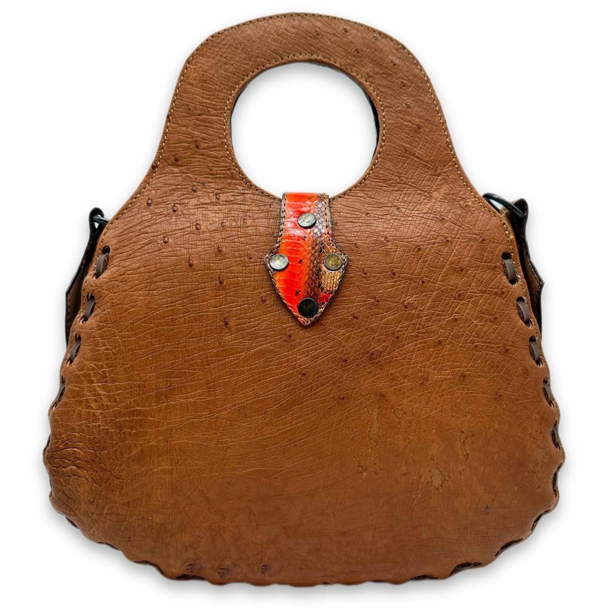Blossom Tote in Burnt Orange Ostrich