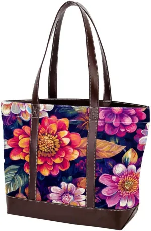 Boho Floral-12 Shoulder Purses for Women Large Soft Washed Leather Purses and Durable Handbags