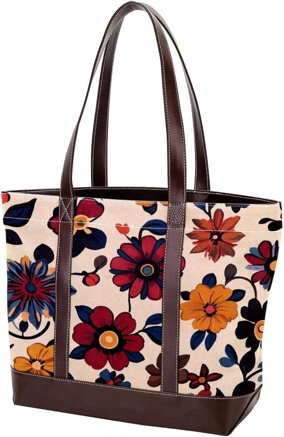 Boho Floral-12 Shoulder Purses for Women Large Soft Washed Leather Purses and Durable Handbags