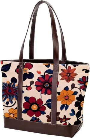 Boho Floral-12 Shoulder Purses for Women Large Soft Washed Leather Purses and Durable Handbags