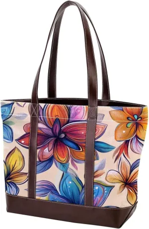 Boho Floral-12 Shoulder Purses for Women Large Soft Washed Leather Purses and Durable Handbags