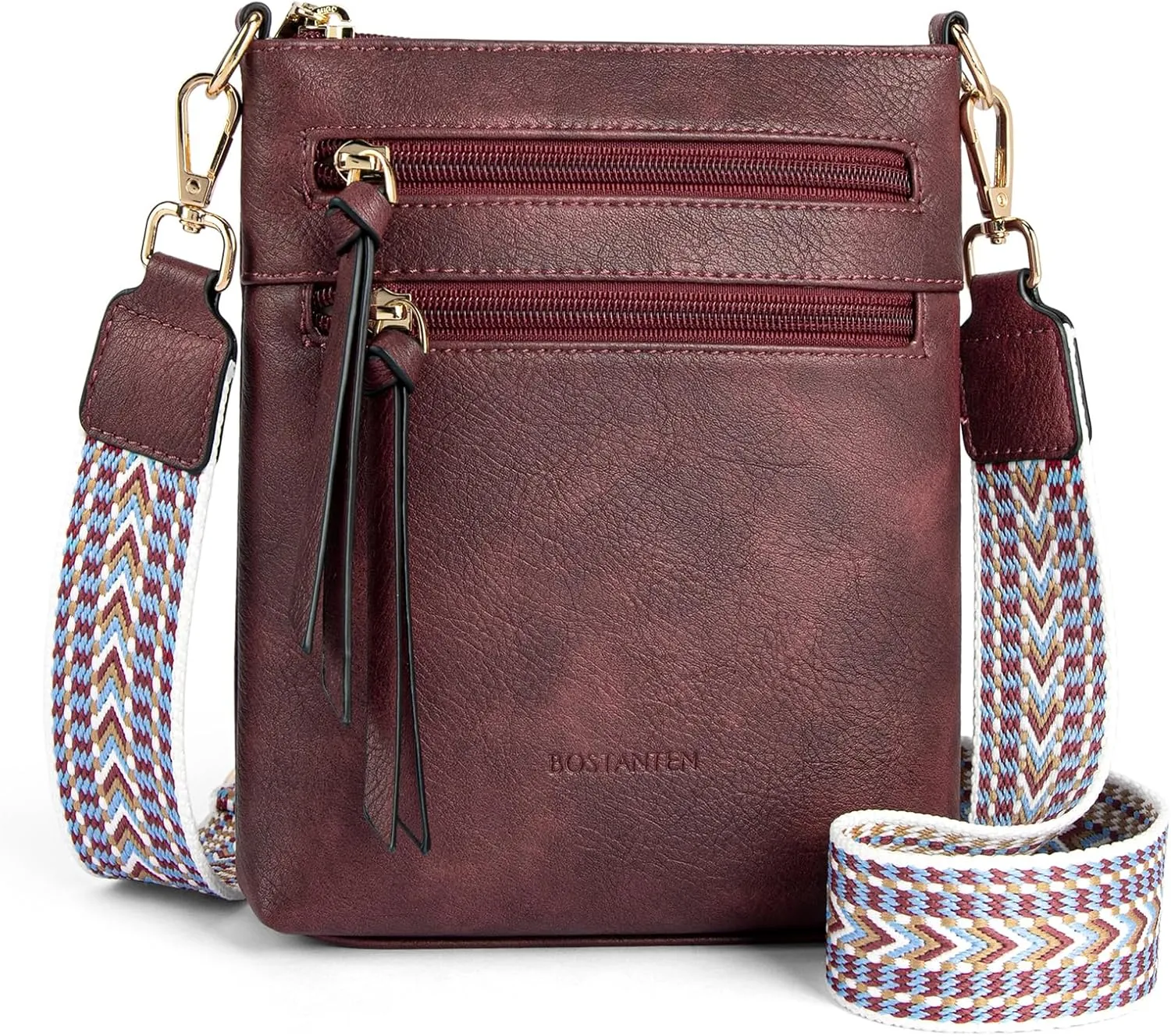 BOSTANTEN Crossbody Bags Purses for Women Trendy Soft Vegan Leather Shoulder Handbags with Adjustable Strap Zipper Pocket