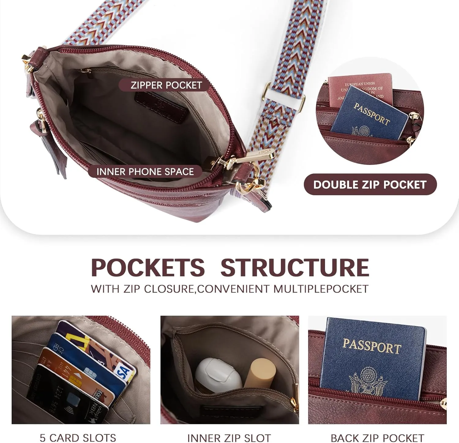 BOSTANTEN Crossbody Bags Purses for Women Trendy Soft Vegan Leather Shoulder Handbags with Adjustable Strap Zipper Pocket