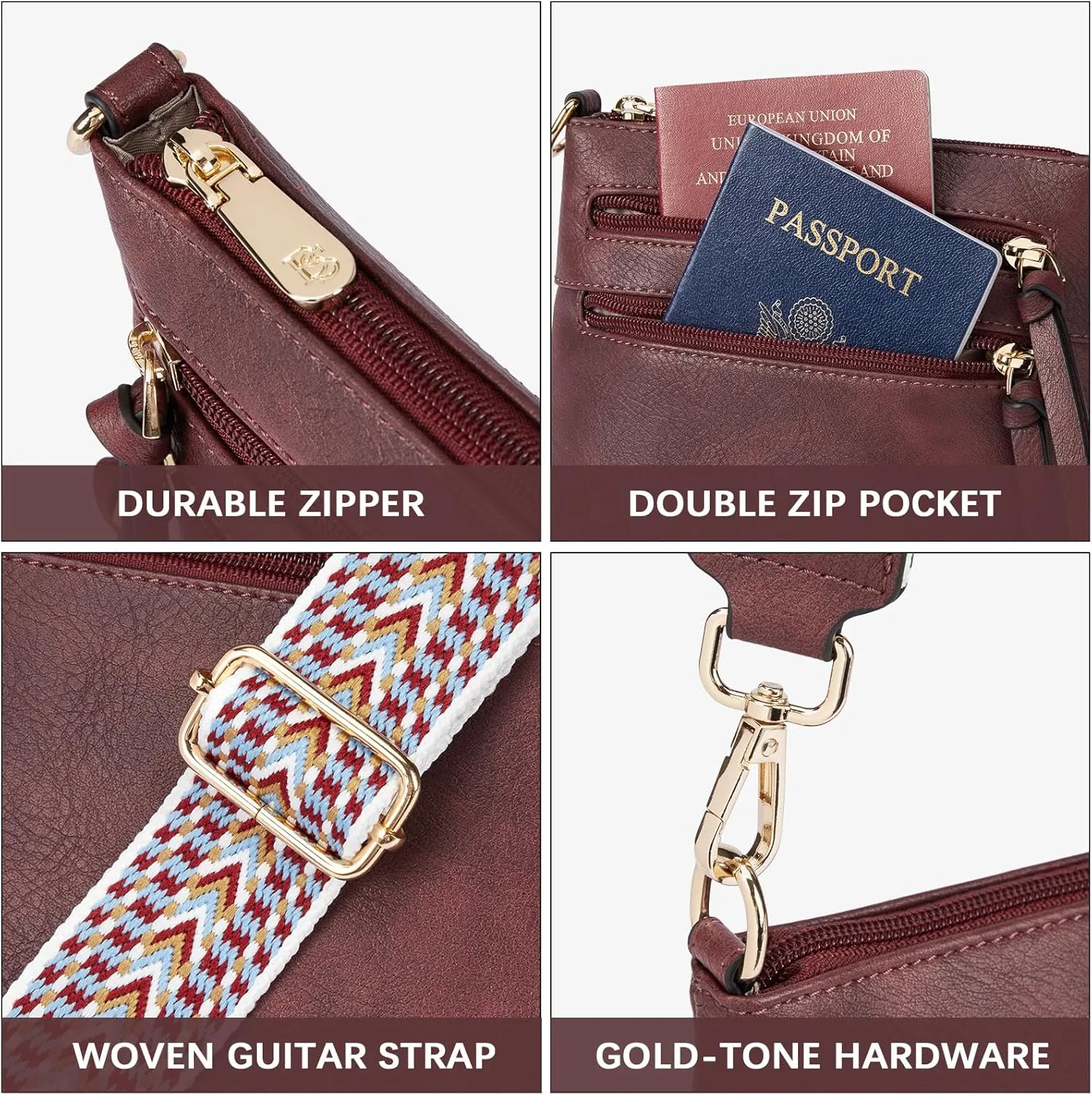 BOSTANTEN Crossbody Bags Purses for Women Trendy Soft Vegan Leather Shoulder Handbags with Adjustable Strap Zipper Pocket