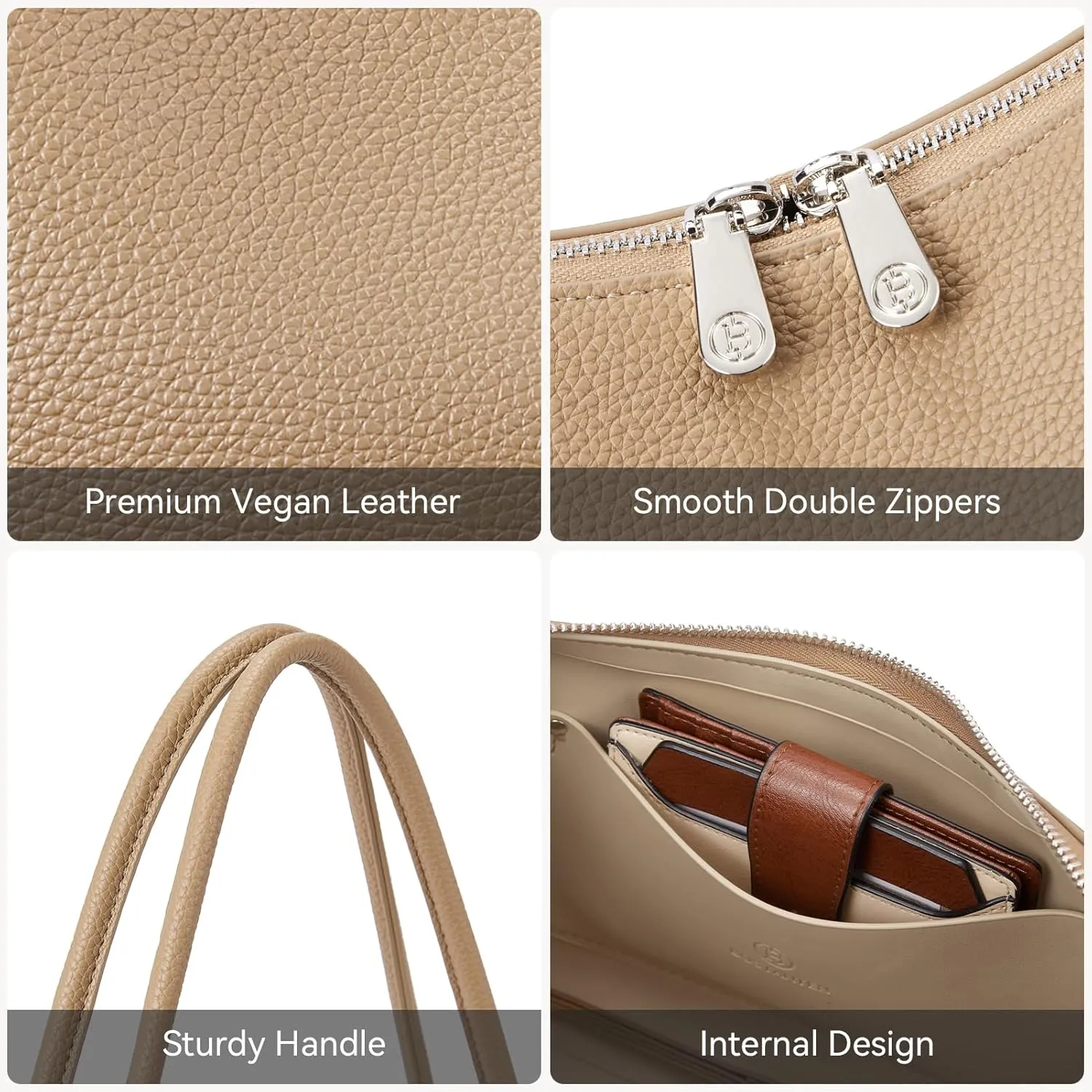 BOSTANTEN Small Purses for Women Trendy Shoulder Bag Vegan Leather Designer Hobo Handbags