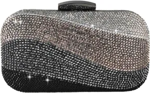 Boutique De FGG Sea Wave Luxury Crystal Clutch Evening Bags for Women Colorful Rhinestone Wedding Handbags and Purses