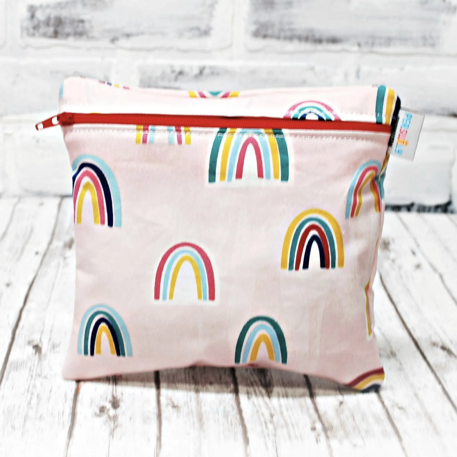 Bright Rainbow on Pink Food Safe Personalized Reusable Bag